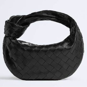 Woven Leather Black Shoulder Bag - Women